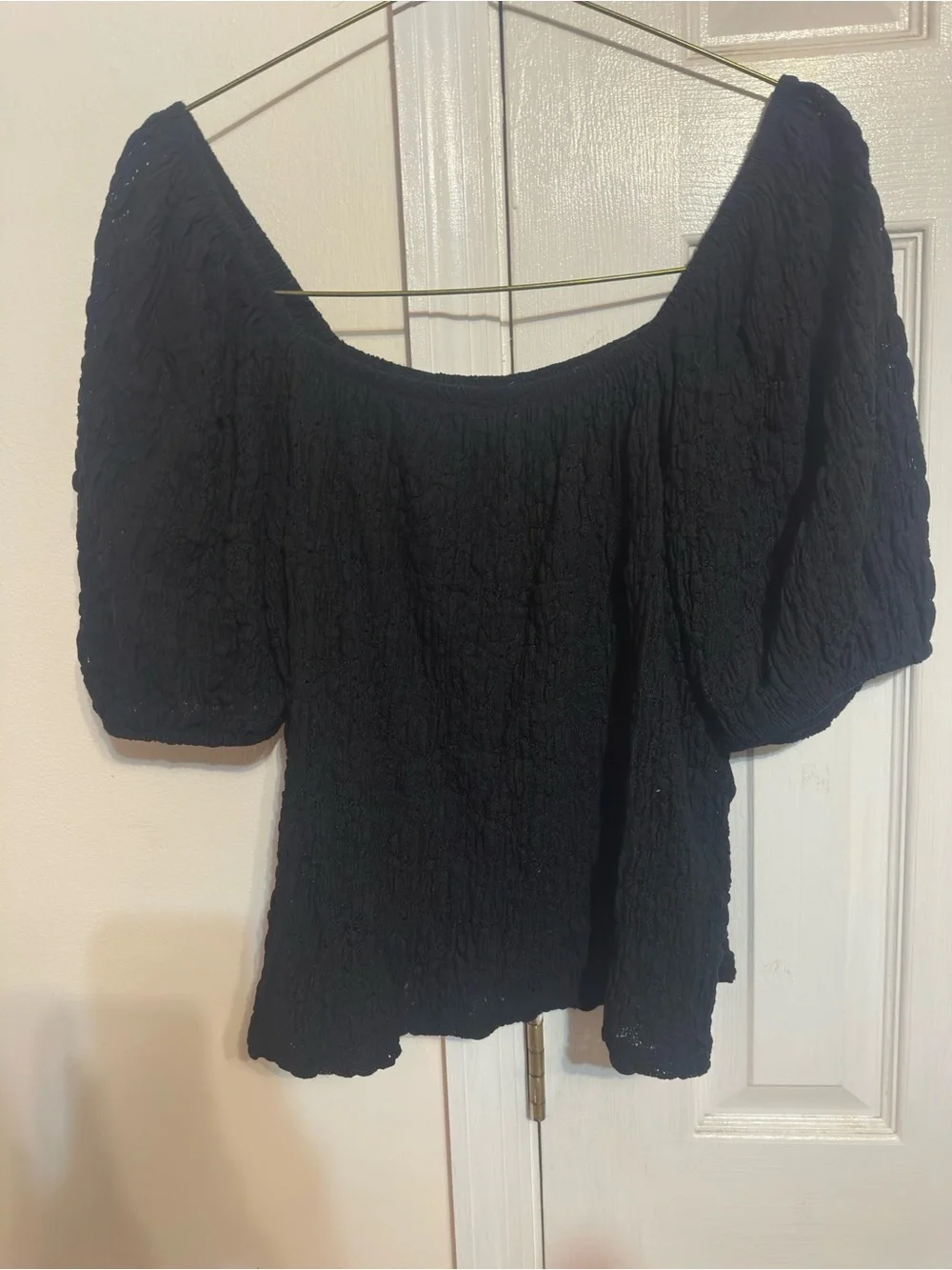 Old Navy Black Puff Sleeve Scoop Neck Top